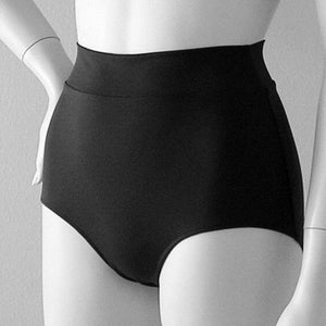 High Waisted Bikini Bottom with Banded Waist in Black, Navy, Burgundy or Brown in S-M-L-XL image 2