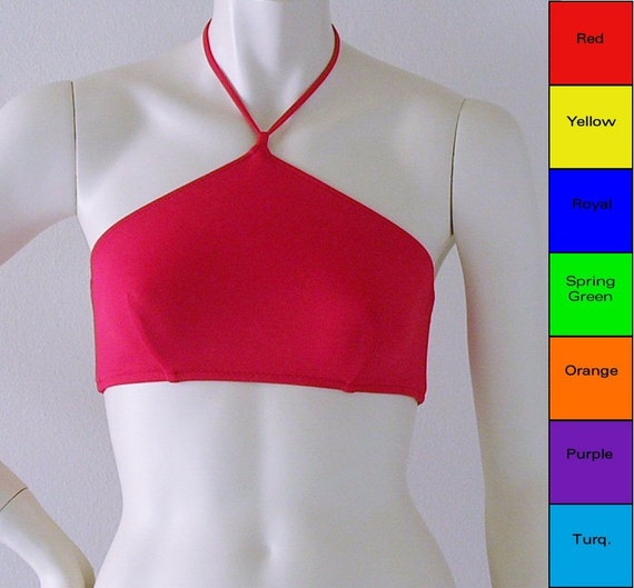 Buy High Neck Bikini Swimsuit Top in Red, Yellow, Blue, Green, Orange,  Purple, Turquoise in S M L XL Online in India 