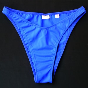 80s 90s High Leg Brazilian Bikini Bottom in Black Royal Blue - Etsy