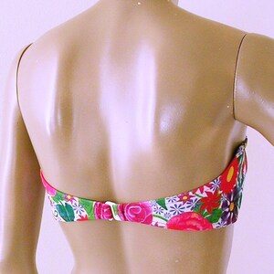 Strapless Bandeau Bikini Top in Posies White Floral Print image 2