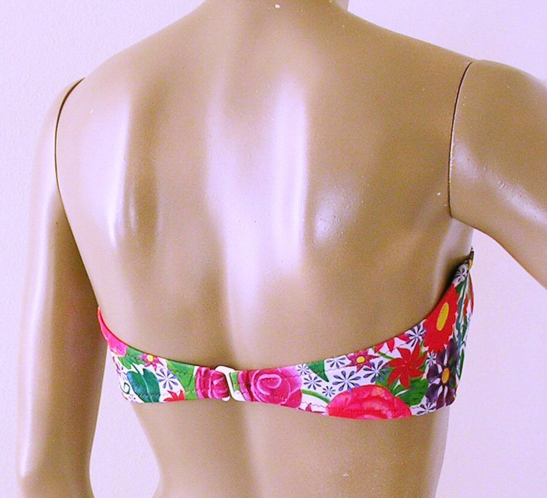 Strapless Bandeau Bikini Top in Posies White Floral Print image 2