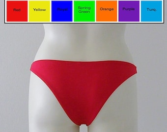 Brazilian Bikini Bottom in Red, Blue, Green, Orange, Yellow, Turquoise, Purple, Fuschia in S-M-L-XL