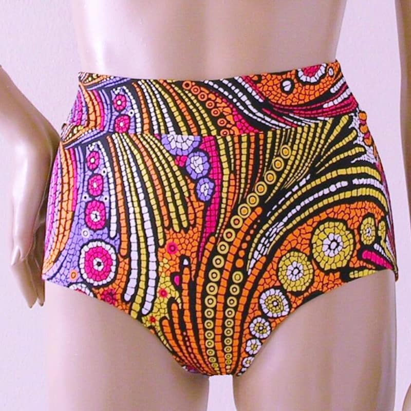 Straw Paisley High-Waisted Bikini Bottom