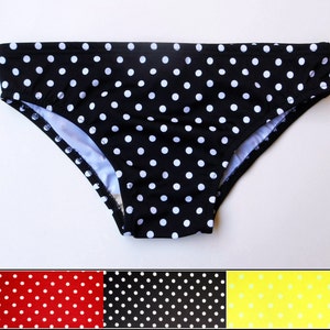 Mens Low Rise Swim Brief Swimsuit in Red, Yellow,and Black Polka Dot