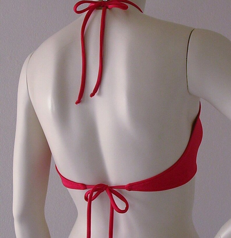 High Neck Halter Bikini Top in Red Blue Orange Turquoise Etsy