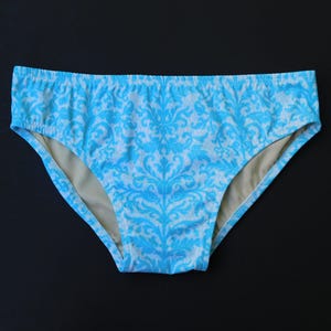 Mens Swim Brief Swimsuit in Regular or Low Rise in Filigree Print