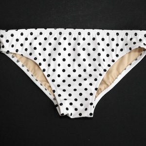 Mens Swim Brief Swimsuit in Regular or Low Rise in White and Black Polka Dot