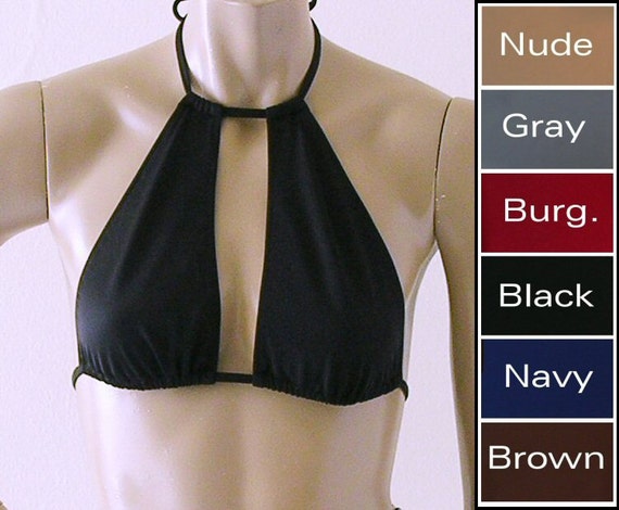 High Neck Bikini Top in Black, Navy, Brown, Nude, Gray, or