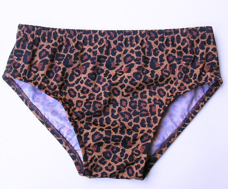 Mens Swim Brief Swimsuit in Brown Leopard Print Etsy