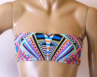 Strapless Bandeau Bikini Top in Donnatella Print