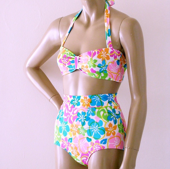 bandeau and high waisted bikini