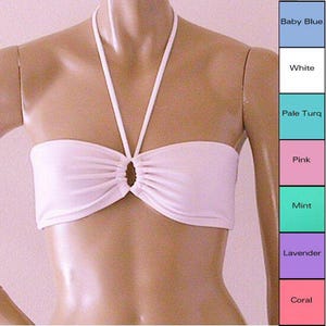 Keyhole Bandeau Bikini Top in Mint, Coral, Baby Blue, Turquoise, Lavender, White, Pink