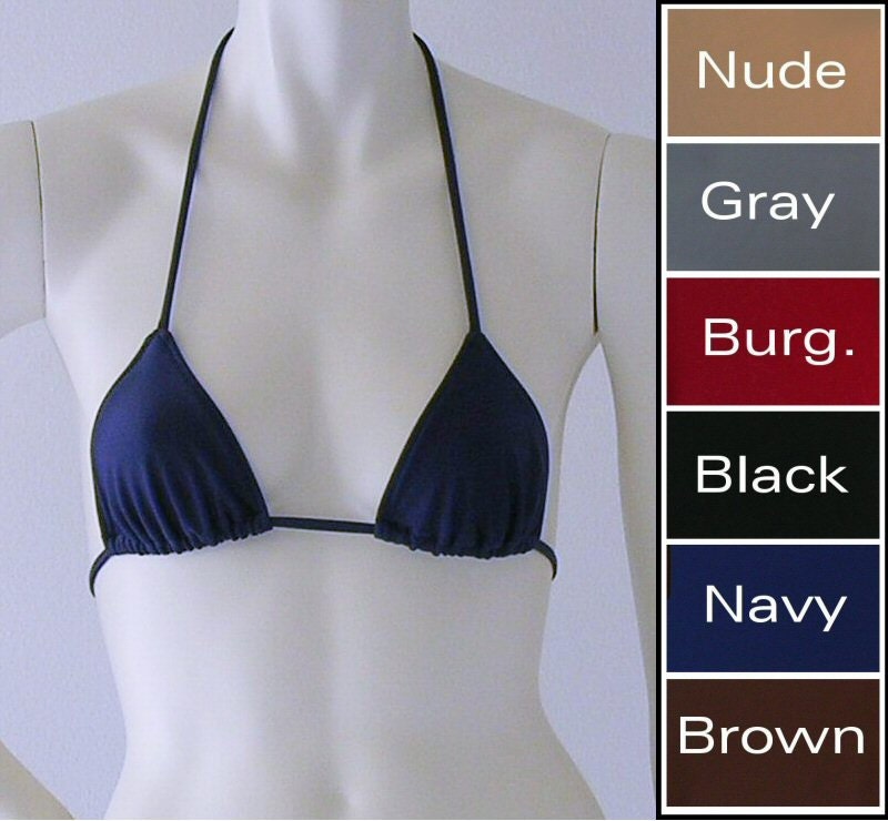 High Neck Halter Bikini Top in Black, Navy Blue, Brown, Gray, Burgundy,  Nude in S.M.L.XL -  Canada