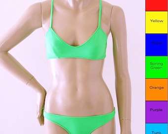 Crossback Ballet Top Two Piece Bikini in Red, Yellow, Green, Blue, Orange, Purple, Turquoise, Fuschia