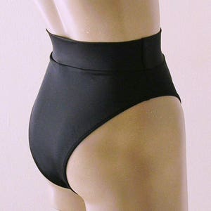 80s 90s High Leg Brazilian Banded Bikini Bottom in Black image 3