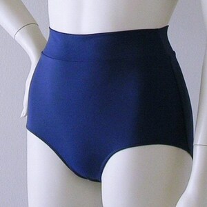 High Waisted Bikini Bottom with Banded Waist in Black, Navy, Burgundy or Brown in S-M-L-XL image 4