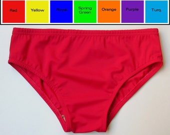 Mens Swim Brief Swimsuit in Red, Yellow, Blue, Green, Orange, Purple, Turquoise, Fuschia