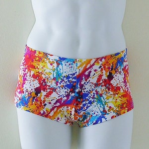 Mens Low Rise Square Cut Swimsuit in Pollack Print