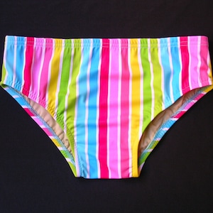 Mens Swim Brief Swimsuit in Cabana Stripe Print
