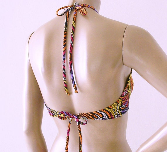 High Neck Halter Bikini Top in Mosaic Print S-M-L-XL 