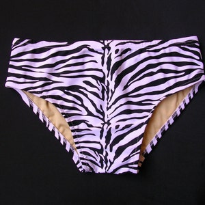 Mens Swim Brief Swimsuit in Regular or Low Rise in Black and White Zebra Print
