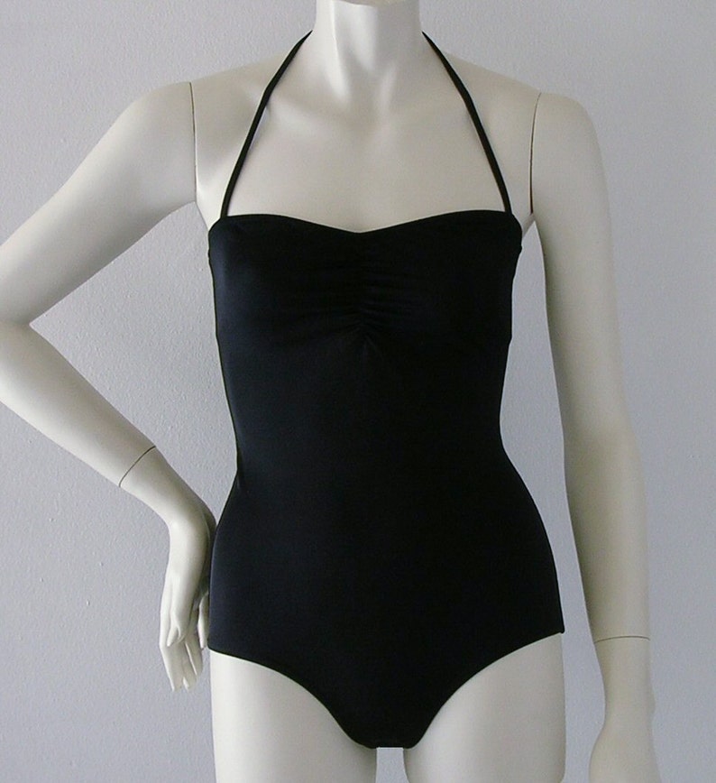 Black Retro One Piece Swimsuit Made to Order Etsy