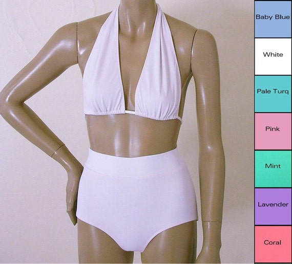 baby pink high waisted bikini bottoms