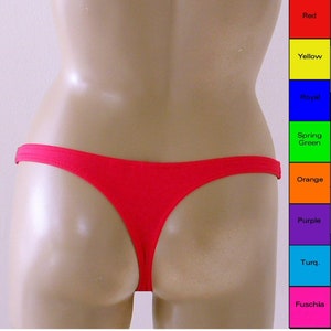 Brazilian Thong Bikini Bottom in Royal Blue, Red, Purple, Orange, Turquoise, Yellow, Green, Fuschia
