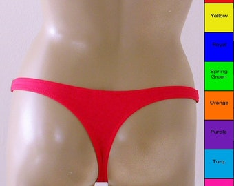 Brazilian Thong Bikini Bottom in Royal Blue, Red, Purple, Orange, Turquoise, Yellow, Green, Fuschia