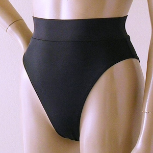 80s 90s High Leg Brazilian Banded Bikini Bottom in Black image 1