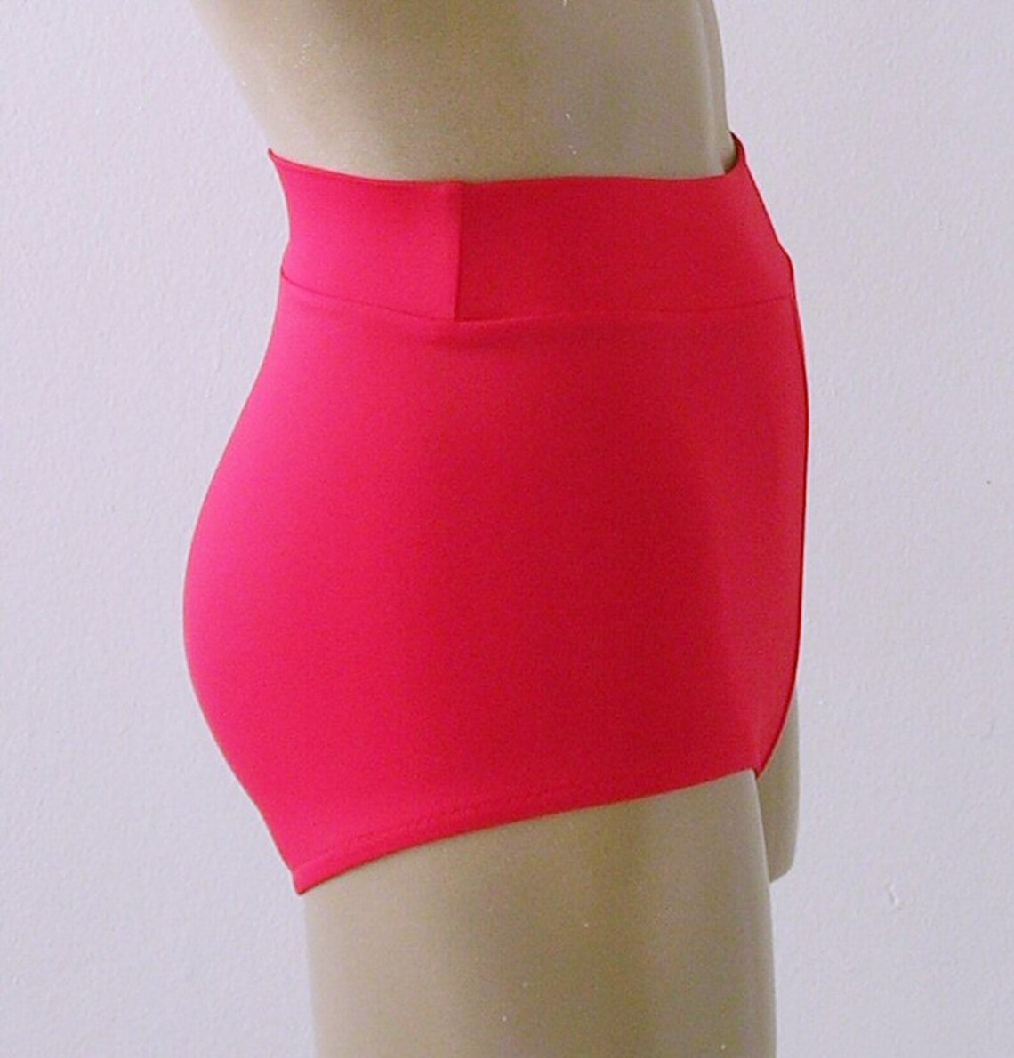 High Waisted Retro Banded Boy Short Bikini Bottom in Red Etsy