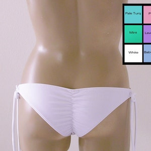 Scrunch Butt Brazilian Tie Bikini Bottom in White, Pink, Lavender, Turquoise, Mint Green, Baby Blue, Coral