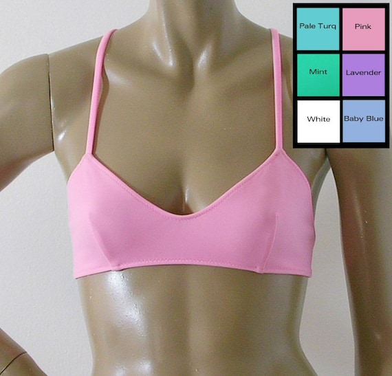 Cross Back Ballet Bikini Top in White, Pink, Baby Blue, Lavender, Mint,  Coral, or Turquoise in S.M.L.XL 