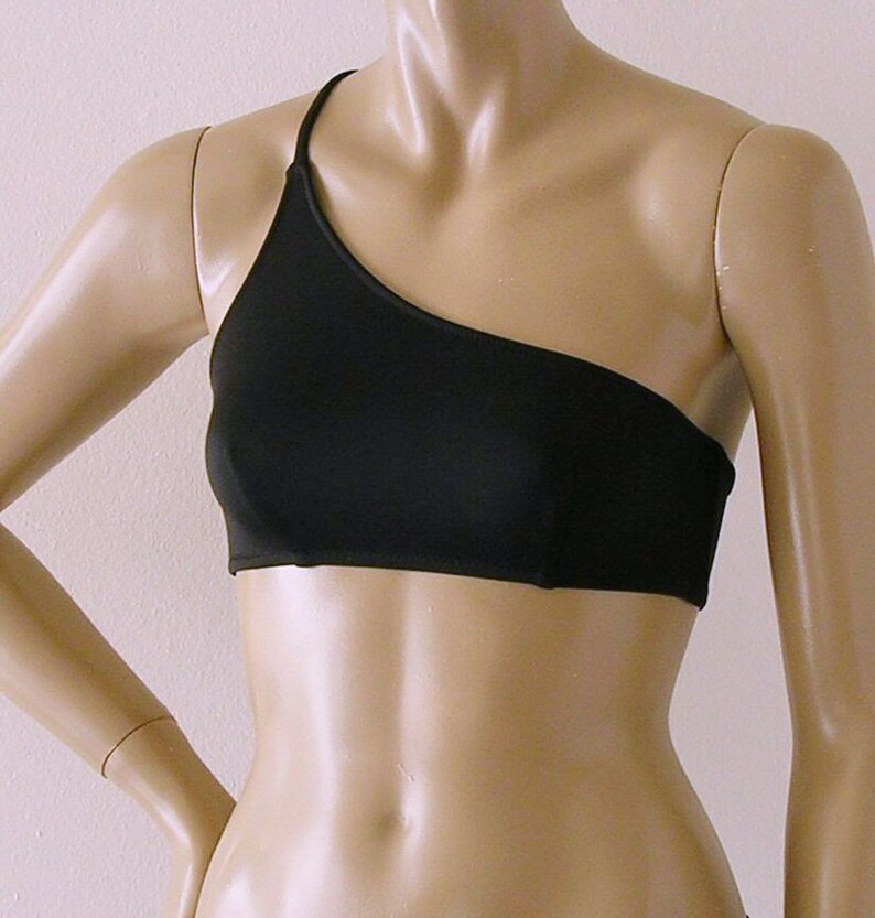 black asymmetric one shoulder top