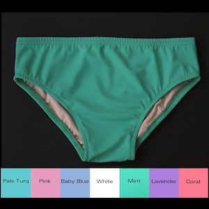 Mens Brief Swimsuit in Coral, Pink, Mint Green, Baby Blue, Turquoise, White, Lavender