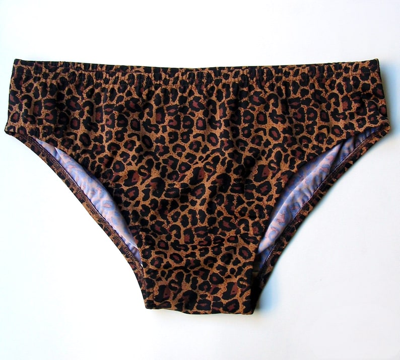 Mens Brown Leopard Low Rise Swim Brief Swimsuit Etsy Australia