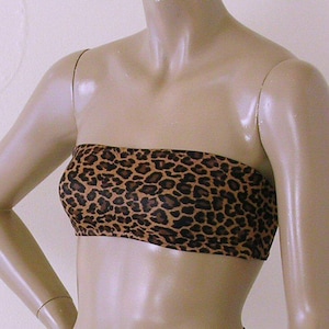 Strapless Bandeau Bikini Top in Brown Leopard