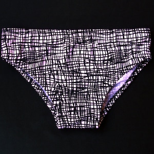 Mens Swim Brief Swimsuit in Regular or Low Rise in Black and White Scribbles Print