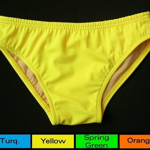 Mens Low Rise Swim Brief Swimsuit in Yellow, Turquoise, Green, Orange