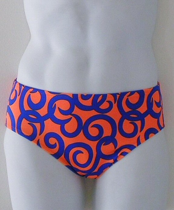 Maillot de bain slip de bain pour homme en boucles orange fluo EN VENTE