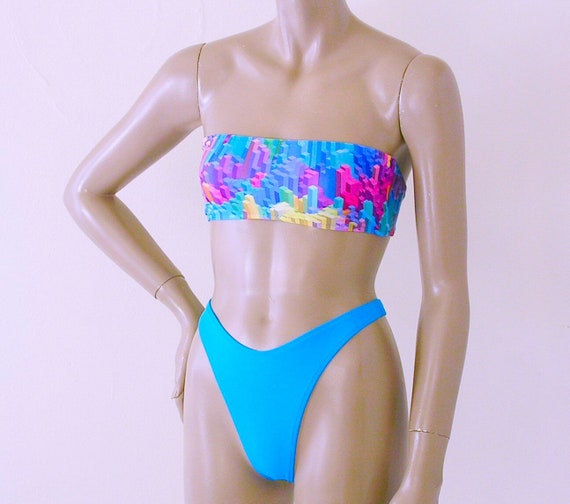 cáustico Permeabilidad Estoy orgulloso 80s 90s Thong Bikini Traje de baño inferior con pierna alta y - Etsy España