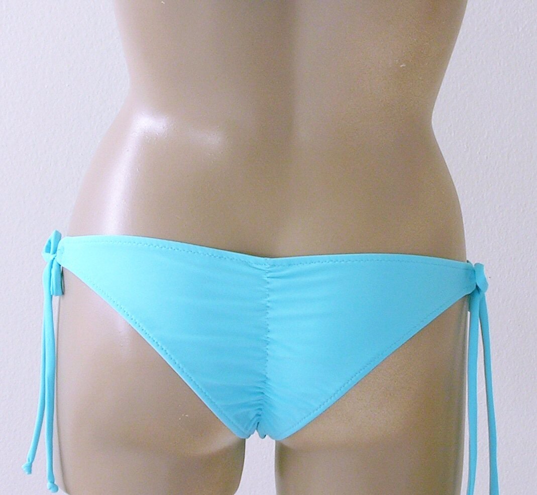 Brazilian Scrunch Back Bikini Bottom with Tie Sides and Cross Etsy