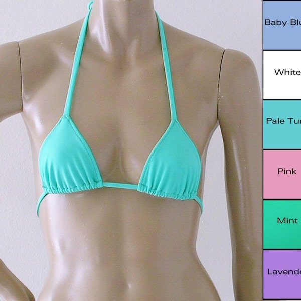 Triangle Bikini Top in White, Pink, Mint, Baby Blue, Pale Turquoise and Lavender Sizes to DD Cup