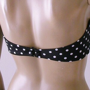Strapless Bandeau Bikini Top and Moderate Coverage Bikini Bottom in Black Polka Dot in Custom Bra Sizes image 2