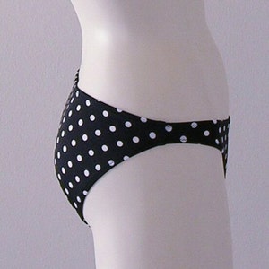 Strapless Bandeau Bikini Top and Moderate Coverage Bikini Bottom in Black Polka Dot in Custom Bra Sizes image 3