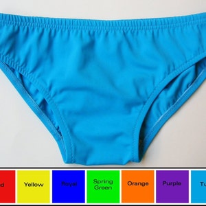 Mens Low Rise Swim Brief Swimsuit in Turquoise, Yellow, Blue, Red, Orange, Purple, Green, Fuschia
