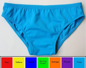 Mens Low Rise Swim Brief Swimsuit in Turquoise, Yellow, Blue, Red, Orange, Purple, Green, Fuschia