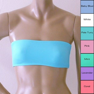 Strapless Bandeau Bikini Top in Mint, Coral, Baby Blue, Turquoise, Lavender, White, Pink