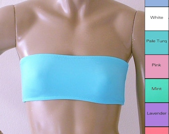 Strapless Bandeau Bikini Top in Mint, Coral, Baby Blue, Turquoise, Lavender, White, Pink