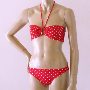 RちゃんRiu Peach polka dots swimwear ビキニ O'RAGEOUS pink w gray polka dots ruffle bottom tankini top
